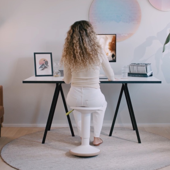 Interstuhl Up Stool in White & Grey - Picture 2 of 8